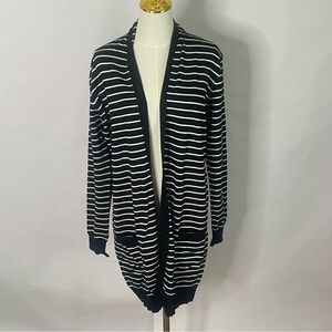 🆕 Grace Karin open front stripe cardigan duster women’s Size L office casual